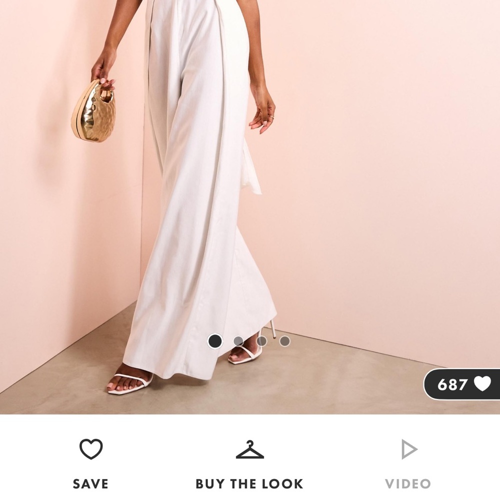 ASOS White Jumpsuit with Wide-Leg Design and High Waist